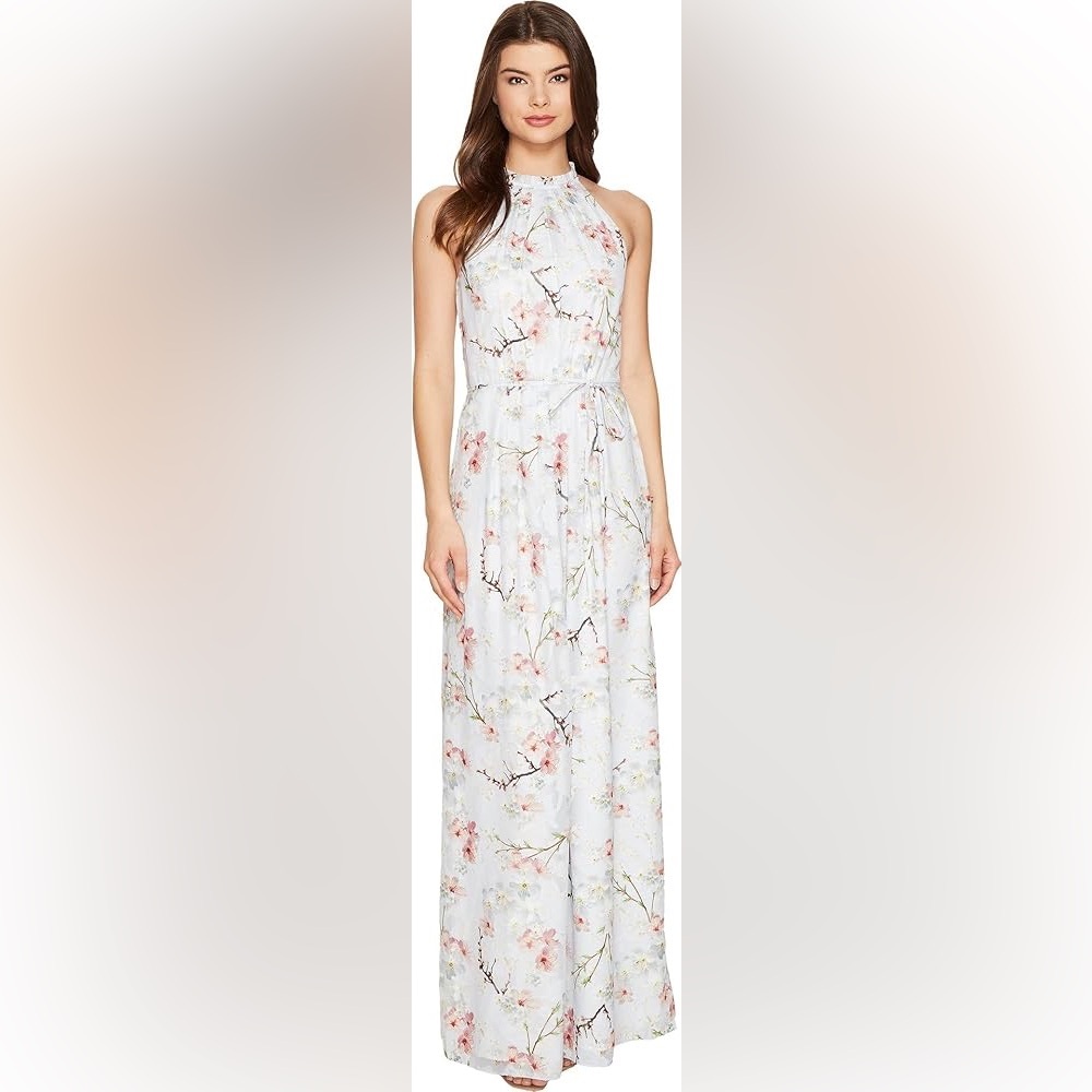 Ted Baker White Floral Halter Maxi Dress